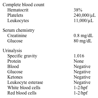 <strong>A 24-year-old African American man complains of abdominal pain while vacationing in the mountains with his parents.  They arrived after 2 days of driving.  Thirty-six hours after arrival, the patient experienced upper abdominal pain and nausea.  The pain has increased and is localized to the left side of his abdomen.  It is sharp, constant, and increased by deep inspiration.  He also feels pain on the top of his left shoulder.  He vomited a small amount of clear material once.  The patient has no history of similar episodes.  He considers himself to be in good health with no known medical problems.  He does not use tobacco or illicit drugs but drinks 1-2 beers on weekends. On examination, he looks mildly uncomfortable.  His temperature is 37.8 C (100.5 F), pulse is 90/min, and respirations are 24/min.  Pulse oximetry is 96% on ambient air.  He appears to be splinting his left chest.  No rales or rhonchi are heard.  He has pain on palpation in the left upper quadrant without rebound tenderness.  There is no lower-extremity swelling or tenderness.  There are no skin rashes. Laboratory results are as follows:   Chest x-ray reveals blunting of the left costophrenic angle. Which of the following studies would best reveal the underlying cause of this patient's condition?</strong> A)Duplex ultrasound of legs B)Hemoglobin electrophoresis C)Serum antiphospholipid antibodies D)Serum lipase levels E)Transthoracic echocardiogram <div style=padding-top: 35px> 