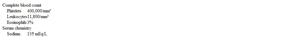 <strong>A 36-year-old man is brought to the emergency department after waking up with dyspnea, nonproductive cough, fever, and malaise.  He had been feeling well prior to these symptoms and has no chronic medical problems.  The patient and his wife are on vacation in Florida and are staying in an old and dusty rental house.  Last night they went to a bar and then relaxed in a hot tub. Temperature is 38.9 C (102 F), blood pressure is 144/89 mm Hg, and pulse is 104/min.  Pulse oximetry is 89% on room air.  Chest examination reveals bilateral fine crackles.  There are no skin rashes. Laboratory results are as follows:   Liver function tests are normal.  Chest x-ray reveals mildly increased interstitial markings in the middle and lower lung fields bilaterally. Which of the following is most likely responsible for this patient's current symptoms?</strong> A)Chlamydia psittaci B)Nontuberculous mycobacteria C)Pseudomonas aeruginosa D)Staphylococcus aureus E)Streptococcus pneumoniae <div style=padding-top: 35px> 