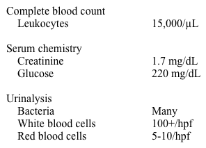An 81-year-old man is transferred from a skilled nursing facility to the hospital due to lethargy and poor oral intake over the last 24 hours.  For the past 2 days, he has had increased urinary frequency and dysuria.  A urinalysis showed evidence of urinary tract infection, and he was started on oral ciprofloxacin.  He was recently hospitalized with acute ischemic stroke, and his hospital course was complicated by pneumonia requiring intravenous antibiotics.  He also had an episode of urinary retention requiring Foley catheter placement for 5 days.  His other medical problems include mild cognitive impairment, hypertension, and type 2 diabetes mellitus.  He has no known drug allergies. His temperature is 38.9° C (102° F) , blood pressure is 92/58 mm Hg, and pulse is 112/min.  Lungs are clear to auscultation.  His extremities are warm and well perfused. Foley catheter placement yields 230 mL of cloudy urine. Laboratory results are as follows:   Urine culture obtained at the nursing facility 2 days earlier showed extended spectrum beta-lactamase-producing Klebsiella. Which of the following is the best initial antibiotic regimen for this patient? A) Aztreonam B) Ceftriaxone C) Daptomycin D) Levofloxacin E) Meropenem