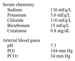 A 70-year-old woman is admitted to the hospital with a fractured hip after a fall. Laboratory results are as follows:   Which of the following medications is most likely responsible for her acid-base abnormality? A) Acetazolamide B) Mesalamine C) Metformin D) Omeprazole E) Zoledronic acid
