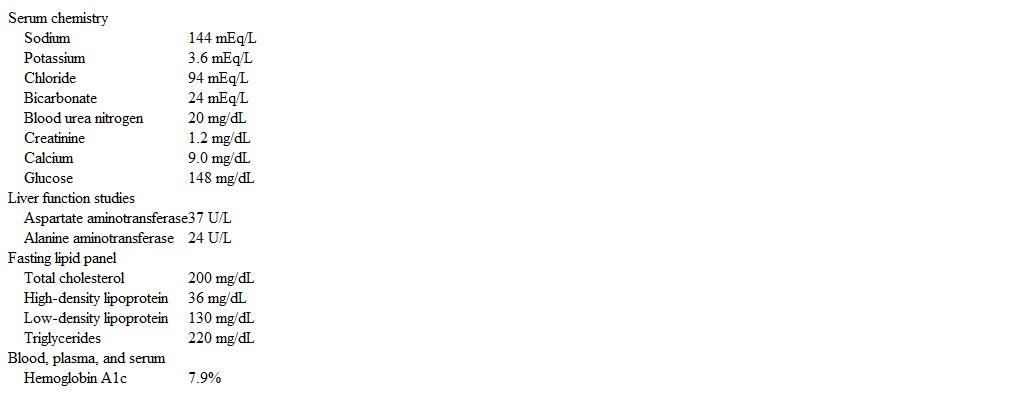 A 58-year-old man comes to the office for follow-up of his type 2 diabetes mellitus.  He feels well.  The patient was diagnosed with diabetes 10 years ago, and his medical history is also notable for hypertension, hypercholesterolemia, obesity, and osteoarthritis.  Three years ago, he underwent upper endoscopy for a bleeding peptic ulcer.  Current medications include aspirin 81 mg daily, metformin 1000 mg twice per day, insulin glargine 15 units daily, atorvastatin 10 mg daily, hydrochlorothiazide 25 mg daily, ramipril 10 mg daily, and amlodipine 10 mg daily.  The patient's father was diagnosed with diabetes at age 54 and died due to heart problems at age 70; his mother has hypertension and hypercholesterolemia.  He is a former smoker of a half pack of cigarettes per day and quit 5 years ago.  He drinks alcohol occasionally.  The patient has a sedentary lifestyle, and his diet consists mainly of fast food. Blood pressure is 130/77 mm Hg and pulse is 76/min.  BMI is 40 kg/m<sup>2</sup>.  Physical examination shows trace edema at the ankles but is otherwise unremarkable. Laboratory results are as follows:   The patient's estimated 10-year risk of cardiovascular events (based on the Pooled Cohort Equations)  is 20%. Which of the following is the most appropriate intervention to reduce this patient's risk for coronary events? A) Add clopidogrel B) Add fenofibrate C) Increase atorvastatin dose D) Intensify antihypertensive regimen E) Intensify diabetic regimen