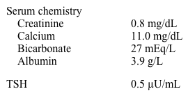A 51-year-old woman comes to the office due to feeling  very fatigued and achy  for the past 2-3 months.  She also has vague upper abdominal pain for which she has taken over-the-counter antacids without relief.  The patient has no hemoptysis, chest pain, or weight loss.  She has a 15-pack-year smoking history and quit 10 years ago.  Her grandmother died of kidney cancer at age 65. The patient's blood pressure is 142/90 mm Hg and pulse is 84/min.  BMI is 34 kg/m<sup>2</sup>.  The lungs are clear to auscultation.  Neck examination is unremarkable.  The abdomen is soft and nontender.  Laboratory results are as follows:   Chest x-ray is normal.  Repeat serum calcium is 11.1 mg/dL.  Parathyroid hormone is 85 pg/mL (10-65 pg/mL) .  25-hydroxyvitamin D is 10 ng/mL (30-74 ng/mL) . Which of the following is the most likely cause of this patient's hypercalcemia? A) Granulomatous disease B) Milk-alkali syndrome C) Primary hyperparathyroidism D) Squamous cell lung carcinoma E) Vitamin D deficiency