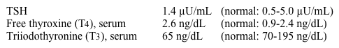 A 36-year-old woman comes to the office for follow-up of hypothyroidism.  She has no current symptoms.  The patient was diagnosed with hypothyroidism secondary to Hashimoto's thyroiditis 4 years ago.  She takes 150 µg levothyroxine daily before breakfast and her dose has been stable for the last year.  Physical examination, including thyroid examination, is normal. Thyroid function tests are as follows:   Which of the following is the best next step in management of this patient? A) Add liothyronine (T<sub>3</sub>)  to current therapy B) Continue current therapy C) Decrease levothyroxine dose D) Increase levothyroxine dose E) Obtain thyroid peroxidase antibody level