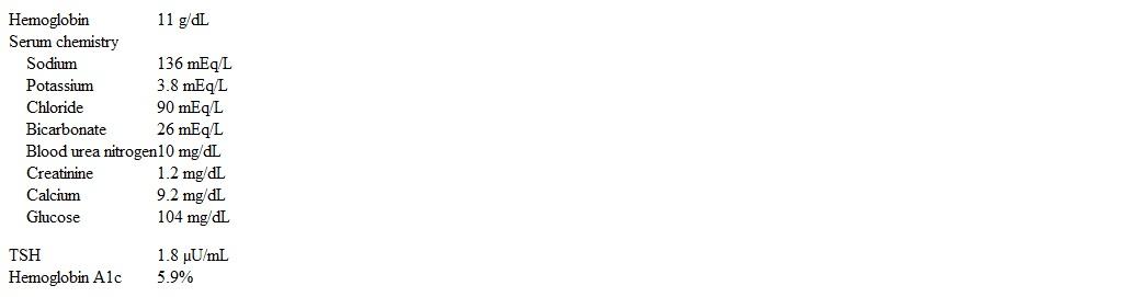A 55-year-old man comes to the office due to fatigue and inability to maintain satisfactory erections during intercourse.  He has also noticed decreased early-morning erections and sexual desire.  The patient has had no headaches, visual symptoms, polyuria, head injuries, or motor weakness.  He has been trying to lose weight with diet and exercise.  Medical history is notable for prediabetes, hypertension, and hypertriglyceridemia, and current medications include lisinopril, atorvastatin, and aspirin.  The patient's father had type 2 diabetes mellitus and died of sudden cardiac arrest at age 74; his sister has hypothyroidism.  He lives with his wife and 20-year-old son. Blood pressure is 142/74 mm Hg and pulse is 78/min.  BMI is 38 kg/m<sup>2</sup>.  Body and facial hair distribution is normal. Visual fields are normal on confrontation.  Testes are normal in size but have a soft consistency.  The remainder of the physical examination is normal. Laboratory results are as follows:   Which of the following is the best next step in evaluation of this patient's symptoms? A) Free testosterone level B) LH and FSH levels C) MRI of the pituitary D) Nocturnal penile tumescence E) Total testosterone level