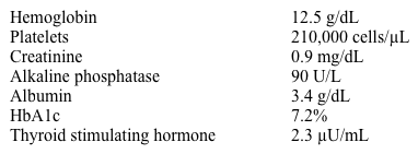 An 83-year-old community-dwelling woman comes to the physician for routine follow-up.  She has lost approximately 10 lbs (4.5 kg)  over the past year and her clothes no longer fit.  She states she has a good appetite and intact senses of both taste and smell.  She has dentures which fit well and no oral complaints.  She lives alone and performs all of her own activities of daily living; however, she no longer drives and needs help with the maintenance of her home.  She denies swallowing difficulties, nausea or vomiting, abdominal pain, or change in bowel habits.  She denies any cough, chest pain, or lower extremity swelling.  Her mood is good 'most of the time.' Her other medical problems include osteoporosis, type 2 diabetes, osteoarthritis, stress urinary incontinence, and impaired hearing and vision.  Her medications include hydrochlorothiazide, lisinopril, glyburide, ibuprofen, and alendronate. Her blood pressure is 130/84 mm Hg and pulse is 84/min.  Her BMI is 19.4 kg/m<sup>2</sup>.  She is well-groomed and pleasant.  General physical examination including breast examination is unremarkable.  Her score on a Mini-Mental State Exam is 26/30.  Stool test for occult blood is negative.  Fingerstick blood glucose is 120 mg/dL.  Laboratory results are as follows:   Which of the following is most likely to establish the cause of this patient's weight loss? A) Chronic infection work-up B) Detailed social history C) Geriatric depression scale D) Malabsorption work-up E) Occult malignancy screening