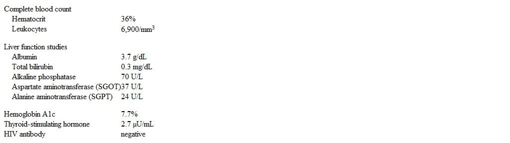 A 57-year-old man is evaluated for a 6-month history of persistent diarrhea.  The patient describes frequent soft to watery bowel movements that sometimes awaken him from sleep.  He has had fecal incontinence on several occasions along with abdominal bloating and excessive flatulence but has had no fever, abdominal or rectal pain, tenesmus, melena, hematochezia, or weight loss.  Medical history includes hypertension, peripheral vascular disease, and a 40-year history of diabetes mellitus treated with insulin.  The patient has not traveled recently. Temperature is 36.9 C (98.4 F) , blood pressure is 136/84 mm Hg supine and 122/77 mm Hg standing, and pulse is 72/min.  The lungs are clear on auscultation and heart sounds are normal.  The abdomen is nondistended, soft, and nontender with no palpable mass or hepatosplenomegaly.  Bowel sounds are normal.  Stool is negative for occult blood.  Light touch and vibratory sensation are decreased on both feet, and bilateral ankle reflexes are absent. Laboratory results are as follows:   Stool is negative for ova and parasites, and stool culture grows no pathogenic bacteria.  Colonoscopy reveals grossly normal mucosa; random biopsies are unrevealing.  Small bowel follow-through barium studies and upper gastrointestinal endoscopy with random biopsies are normal. Which of the following is most likely contributing to this patient's condition? A) Bacterial overgrowth B) Celiac disease C) Diarrhea-predominant irritable bowel syndrome D) Microscopic colitis E) Pancreatic insufficiency