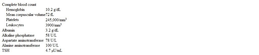 A 32-year-old woman comes to the office to follow up abnormal liver function tests.  She is experiencing mild fatigue but has no abdominal symptoms.  The patient's other medical problems include gastroesophageal reflux disease, vitiligo, hypothyroidism, and iron deficiency anemia attributed to heavy menses.  The patient takes iron supplements, levothyroxine, and a daily multivitamin.  She has no family history of liver problems.  She does not smoke and drinks alcohol socially. BMI is 22.5 kg/m<sup>2</sup>.  Examination shows a 5-cm area of skin depigmentation on the right arm.  The thyroid gland is not enlarged and there is no nodularity.  The lungs are clear to auscultation.  No hepatosplenomegaly is noted.  Peripheral pulses are 2+ bilaterally throughout. Laboratory results are as follows:   Viral hepatitis serologies are negative. Which of the following is the most likely diagnosis? A) Celiac disease B) Hereditary hemochromatosis C) Lymphocytic colitis D) Occult alcohol abuse E) Primary biliary cholangitis