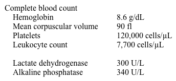 A 56-year-old man from Southeast Asia comes to the physician because of fatigue, low grade fever, and left upper abdominal discomfort for the past 1 month.  He denies bleeding, recent infections, or previous hospitalizations.  His other medical problems include hypertension, for which he is taking hydrochlorothiazide and atenolol. Vital signs are within normal limits.  Examination shows massive splenomegaly and moderate hepatomegaly.  There is no lymphadenopathy.  Cardiopulmonary examination is normal.  The remainder of the examination is within normal limits. Laboratory results are as follows:   Peripheral blood smear is shown below:   Which of the following is the most likely diagnosis? A) Chronic myeloid leukemia B) Malaria C) Myelodysplastic syndrome D) Primary myelofibrosis E) Thalassemia intermedia