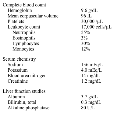 A 58-year-old woman comes to the physician because of progressive generalized weakness over the last two months.  Two weeks ago, she woke up with a nosebleed that stopped after applying pressure to her nostril.  She has had no other bleeding events.  She was diagnosed with early stage breast cancer 6 years ago and underwent surgery and adjuvant combination chemotherapy with doxorubicin, cyclophosphamide, and paclitaxel.  She underwent gastric bypass surgery two years ago.  Her other medical problems include depression and gastroesophageal reflux disease.  She takes paroxetine, omeprazole, and calcium and vitamin D supplements.  She had smoked 1 pack of cigarettes daily for 12 years, but stopped after her diagnosis of breast cancer. Her blood pressure is 112/70 mm Hg and pulse is 89/min.  Her BMI is 30 kg/m<sup>2</sup>.  Cardiopulmonary examination is normal.  Breast examination shows a well-healed scar over the left breast.  The abdomen is soft and non-tender and there is no organomegaly.  There are no skin rashes. Laboratory results are as follows:   The peripheral smear reveals no platelet clumping but does show polychromasia; occasional nucleated red blood cells; metamyelocytes; and cells with large nuclei, prominent nucleoli, and scant cytoplasm.  There are no schistocytes. This patient's current condition is most likely related to which of the following? A) Anthracycline exposure B) Breast cancer metastasis C) Intestinal malabsorption D) Microangiopathic anemia E) Paraneoplastic syndrome
