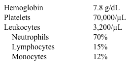 A 44-year-old man with HIV infection is evaluated for persistent fevers, progressive generalized fatigue, poor appetite, and marked weight loss over the last 2 months.  He has no chest pain or shortness of breath.  He has been noncompliant with antiretroviral therapy, and his last CD4 count 6 months ago was 90/µL. His temperature is 38.3 C (101 F) , blood pressure is 91/53 mm Hg, pulse is 105/min, and respirations are 21/min.  Examination shows a pale conjunctiva and dry mucous membranes. Laboratory results are as follows:   A CT scan of the chest and abdomen reveals lucencies in the skeleton and bulky mediastinal and abdominal lymphadenopathy. Bone marrow biopsy in this patient would most likely show which of the following? A) Chronic lymphocytic leukemia B) Fungal Infection C) Kaposi sarcoma D) Multiple myeloma E) Non-Hodgkin lymphoma