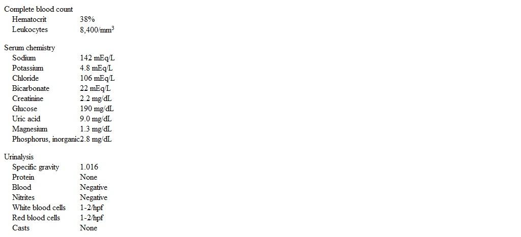 A 40-year-old woman comes to the office for follow-up.  She received a living-related donor kidney transplant a year ago for membranoproliferative glomerulonephritis.  The patient feels well and has been consistent with follow-up and medications.  Other medical issues include hypertension and diet-controlled type 2 diabetes mellitus.  Current medications include tacrolimus, prednisone, mycophenolate mofetil, lisinopril, and amlodipine, as well as fluconazole for recurrent vaginal candidiasis. Temperature is 36.9 C (98.4 F) , blood pressure is 152/100 mm Hg, and pulse is 82/min.  Physical examination reveals mild cushingoid features.  The abdomen is soft with no graft tenderness. Laboratory results are as follows:   The patient's creatinine was 1.4 mg/dL 3 months ago.  Which of the following is the most likely cause of the acute renal dysfunction in this patient? A) Diabetic nephropathy B) Graft rejection C) Hypertensive nephrosclerosis D) Medication toxicity E) Recurrence of primary kidney disease