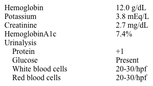 A 52-year-old man comes to the physician for follow-up on cadaveric renal transplantation done 10 months ago for polycystic kidney disease.  His postoperative course was complicated by 2 episodes of acute rejection and an episode of lower gastrointestinal bleeding.  These events prompted revision of his immunosuppressive regimen, which now includes prednisone, tacrolimus, mycophenolate, and acyclovir.  The patient has no new symptoms.  His only other medical problem is diet-controlled type 2 diabetes mellitus. His blood pressure is 122/70 mm Hg and pulse is 78/min.  His BMI is 29 kg/m<sup>2</sup>.  There are no skin rashes.  The spleen tip is not palpable.  There is no lymphadenopathy. Laboratory results are as follows:   Urine sediment analysis shows cellular casts.  Cytology demonstrates atypical cells with intranuclear inclusions. Which of the following is the most likely diagnosis? A) Chronic allograft nephropathy B) Diabetic nephropathy C) Epstein-Barr virus infection D) Polyomavirus-induced nephropathy E) Tacrolimus nephropathy