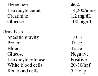A 56-year-old man comes to the physician with fever, chills, and painful urination for 3 days.  He has also experienced decreased force in his urinary stream, urinary frequency, and nocturia.  The patient was diagnosed with benign prostatic hyperplasia 2 years ago.  His other medical problems include hypertension, hyperlipidemia, and type 2 diabetes mellitus.  His medications include saw palmetto, metformin, enalapril, and lovastatin.  He is sexually active with his wife of 35 years. His temperature is 38.3° C (101° F) , blood pressure is 127/84 mm Hg, and pulse is 98/min.  There is no costovertebral angle tenderness bilaterally.  His genitalia and testes are normal.  His prostate is enlarged and very tender to palpation on digital rectal examination. Laboratory results are as follows:   Urine and blood cultures are sent.  Urine Gram stain shows no organisms. Which of the following would be the best next step in management of this patient? A) Foley catheter insertion B) Oral doxycycline C) Oral levofloxacin D) Prostatic massage for fluid E) Transrectal ultrasound