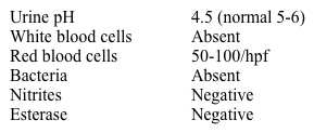 A 55-year-old man comes to the emergency department with severe right flank pain.  CT scan shows a 5-mm stone in the right ureter and several smaller stones in both renal pelvices.  Urinalysis results are as follows:   The patient subsequently passes a stone and analysis shows it to be composed of predominantly uric acid. Besides high fluid intake, which of the following would be most helpful for this patient to prevent recurrent stones? A) Calcium-restricted diet B) Furosemide C) High-protein diet D) Hydrochlorothiazide E) Potassium citrate