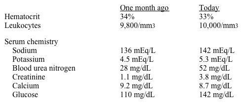 A 38-year-old woman comes to the office with 2 weeks of mild headache and nausea.  She has a history of end-stage renal disease secondary to lupus nephritis and had an allograft renal transplant a year ago.  Her medications include tacrolimus, azathioprine, and prednisone.  The patient has also been taking lansoprazole for indigestion for the past 3 weeks.  She does not use tobacco, alcohol, or illicit drugs.  To take better care of herself, she has begun eating plenty of fruits and green vegetables and drinking grapefruit juice. The patient is afebrile.  Her blood pressure was 120/70 mm Hg a month ago and is now 150/90 mm Hg.  Examination shows clear lung fields, normal heart sounds, and a soft and nontender abdomen.  She has mild bilateral hand tremor without muscle weakness or sensory loss.  There is no lower extremity edema. Laboratory results are as follows:   Urinalysis shows clear urine with no protein, blood, cells, or casts.  Renal ultrasound shows no abnormalities of the transplanted kidney with no urinary leak or obstruction. Which of the following is the most likely cause of this patient's renal failure? A) Acute transplant rejection B) BK virus infection C) Hypertensive nephrosclerosis D) Recurrence of lupus nephritis E) Tacrolimus toxicity