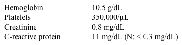 A 36-year-old man with known ankylosing spondylitis for the last 7 years comes to the physician complaining of persistent back pain.  He describes aching pain at night and in the morning that slowly goes away during the day.  In the evening, he feels fine and prefers to do most of his activities then.  He takes high-dose naproxen, which previously relieved his pain but recently has had only moderate effect.  He was evaluated for right hip pain 6 months ago, but no joint involvement was diagnosed. His vital signs are within normal limits.  Examination shows limited spinal mobility and sacroiliac joint tenderness. Laboratory results are as follows:   Which of the following is the best next step in managing this patient? A) Adalimumab B) Methotrexate C) Prednisone D) Sulfasalazine E) Thalidomide