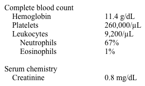 A 52-year-old woman with recently diagnosed rheumatoid arthritis comes to the physician complaining of decreased appetite, sore throat, and mild nausea for the past 2 weeks.  She has no fevers, vomiting, or dark or bloody stools.  She has been treated with oral naproxen daily and methotrexate weekly for the last 6 weeks with improvement of joint symptoms.  She also takes ranitidine for occasional heartburn and senna for chronic constipation. Her temperature is 36.7° C (98° F) , blood pressure is 120/70 mm Hg, and pulse is 78/min.  Oral examination shows several shallow ulcers on the buccal mucosa and hard palate as well as mild pharyngeal erythema.  No enlarged lymph nodes are palpated.  There are no skin rashes.  The abdomen is soft and nontender.  The small hand joints are mildly swollen and tender to palpation bilaterally.  A small effusion is present in the right knee. Laboratory results are as follows:   Liver function tests are normal. Which of the following is the best next step in management of this patient? A) Discontinuation of methotrexate B) Discontinuation of naproxen C) Oral acyclovir D) Short course of prednisone E) Vitamin supplementation