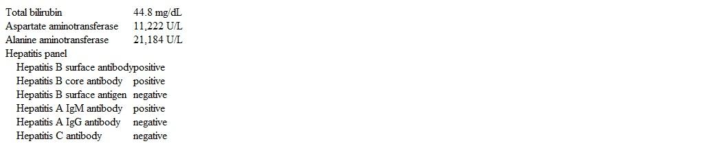 A 26-year-old woman comes to the office due to a flulike illness with low-grade fever, malaise, nausea, and anorexia.  She came back from a trip to Honduras a week ago, and her symptoms started 2 days prior to her return.  The patient has no significant medical history and takes no medications.  She occasionally smokes marijuana and has used injection drugs in the past.  She has had several sexual partners and currently lives with her boyfriend.  Temperature is 37.9 C (100.2 F) , blood pressure is 121/78 mm Hg, and pulse is 86/min.  The patient has scleral icterus.  Cardiopulmonary examination is unremarkable.  The liver edge, palpated 4 cm below the right costal margin, is smooth and tender.  Laboratory results are as follows:   After discussing the findings, the patient says she is worried that she may transmit the disease to her boyfriend.  Which of the following interventions for the boyfriend is most likely to decrease his risk of disease acquisition? A) Barrier contraceptive use B) Hepatitis A vaccination C) Hepatitis B immune globulin D) Hepatitis B vaccination E) Hepatitis B vaccine and immune globulin F) No intervention necessary