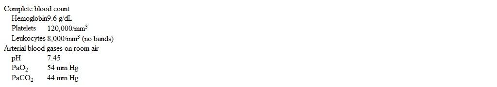 A 54-year-old man comes to the office due to 2 weeks of progressive fever, exertional dyspnea, and nonproductive cough.  The patient has a history of HIV infection but does not comply with antiretroviral therapy.  Temperature is 38.9 C (102 F) , blood pressure is 120/80 mm Hg, pulse is 100/min, and respirations are 28/min.  Pulse oximetry is 80% on room air.  Oxygen saturation increases to 92% with the use of a 100% nonrebreather mask.  Laboratory results are as follows:   CD4 count is 170/mm<sup>3</sup> and lactate dehydrogenase level is 480 U/L.  Chest x-ray reveals diffuse bilateral interstitial infiltrates.  What is the most appropriate next step in management of this patient? A) Ceftriaxone B) Initiation of antiretroviral treatment C) Pentamidine and corticosteroids D) Trimethoprim-sulfamethoxazole and corticosteroids E) Trimethoprim-sulfamethoxazole only