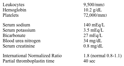 A 54-year-old man is brought to the emergency department after an episode of hematemesis and lightheadedness.  He has a history of anemia, intravenous drug use, hepatitis C infection with cirrhosis, and alcohol use.  The patient says he has had no alcohol in about 5 days.  He takes no medications.  His temperature is 36.7 C (98 F) , blood pressure is 105/60 mm Hg, pulse is 110/min, and respirations are 16/min.  He has scleral icterus.  Examination shows blood in the oropharynx.  The lungs are clear to auscultation.  The abdomen is distended with a fluid wave.  Laboratory results are as follows:   The patient receives normal saline through 2 large-bore intravenous lines and is started on ceftriaxone.  Which of the following is the most appropriate next step in management of this patient? A) Factor VIIa transfusion B) Octreotide infusion C) Packed red blood cell transfusion D) Platelet transfusion E) Sengstaken-Blakemore balloon tamponade
