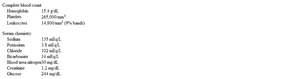 An 87-year-old woman comes to the emergency department due to severe abdominal pain and vomiting.  The pain began suddenly yesterday and waxes and wanes, but it never goes away completely.  The patient has also felt nauseated and vomited once today.  She has not had hematemesis or melena.  The patient has a history of hypertension, atrial fibrillation, insulin-dependent type 2 diabetes mellitus, and colonic diverticulosis.  She takes amlodipine, metoprolol, and basal-bolus insulin; anticoagulation therapy was stopped a year ago due to gastrointestinal bleeding.  She does not use tobacco, alcohol, or illicit drugs.  Temperature is 37.7 C (99.8 F) , blood pressure is 102/54 mm Hg, pulse is 104/min and irregularly irregular, and respirations are 20/min.  BMI is 29 kg/m<sup>2</sup>.  On physical examination, the patient appears anxious.  Mucous membranes are moist.  Cardiopulmonary examination reveals clear lungs and normal first and second heart sounds.  The abdomen is soft with mild midepigastric tenderness and no guarding or rebound tenderness.  Laboratory results are as follows:   Testing for stool occult blood is positive.  Which of the following is most likely to reveal the cause of this patient's abdominal pain? A) Abdominal ultrasonography B) Esophagogastroduodenoscopy C) Mesenteric angiography D) Plain abdominal radiography E) Serum beta-hydroxybutyrate level F) Stool culture for bacterial pathogens