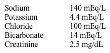 A 72-year-old man comes for evaluation of shortness of breath, headache, and fatigue.  He has a history of hypertension, lives alone, and is not compliant with his medications.  The patient drinks 1 or 2 glasses of wine daily but does not smoke.  Blood pressure is 184/128 mm Hg, pulse is 96/min, and oxygen saturation is 90% by pulse oximetry on room air.  He has early papilledema on funduscopic examination.  Pulmonary examination shows bibasilar coarse crackles.  Cardiac examination shows a grade 2/6 systolic ejection murmur along the left sternal border.  There is trace pedal edema.  Chest x-ray reveals mild pulmonary edema.  An ECG is unchanged from prior tracings.  Laboratory studies are normal except for serum creatinine of 2.0 mg/dL.  The patient is given oxygen and furosemide and is started on a nitroprusside drip.  After 36 hours, his blood pressure is 140/80 mm Hg and he is no longer dyspneic; however, he is confused and disoriented and has diffuse hyperreflexia.  There are no other focal neurologic findings.  Repeat laboratory results are as follows:   Which of the following is the most likely cause of this patient's current symptoms? A) Alcohol withdrawal B) Cyanide toxicity C) Ischemic brain injury D) Lacunar infarcts E) Uremic encephalopathy