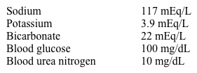 A 60-year-old woman is brought to the hospital due to lethargy and confusion that have progressed over the last 2 days.  This morning she was hard to arouse.  The patient's husband says that she has lost 4.5 kg (10 lb)  over the preceding 2-month period and has had a dry cough.  She has no other medical problems and takes no medication.  The patient has a 40-pack-year smoking history.  She does not drink alcohol.  Temperature is 37 C (98.6 F) , blood pressure is 110/70 mm Hg, pulse is 75/min, and respirations are 16/min.  She is not orthostatic.  The patient is markedly confused.  Her mucous membranes are moist.  There is no jugular venous distension.  Breath and heart sounds are normal.  Neurologic examination shows no focal abnormalities.  There is no ankle edema or ascites.  Laboratory results are as follows:   Serum osmolality is 250 mOsm/kg H<sub>2</sub>O, and urine osmolality is 500 mOsm/kg H<sub>2</sub>O.  Chest x-ray reveals a mass in the right hilar region.  CT scan of the head is unremarkable.  Which of the following is the best next step in management of this patient? A) Hypertonic saline B) Intravenous 0.45% solution C) Intravenous desmopressin D) Intravenous hydrocortisone E) Mannitol therapy F) Normal saline G) Sodium bicarbonate therapy