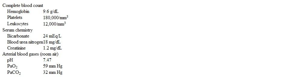 A 64-year-old man is evaluated in the hospital 24 hours after sustaining a pelvic fracture in a motor vehicle collision.  Medical history includes chronic obstructive pulmonary disease.  The patient has been receiving pain medications, blood transfusion, and prophylactic heparin.  For the past 2 hours, he reports increasing shortness of breath.  Temperature is 36.9 C (98.4 F) , blood pressure is 130/74 mm Hg, pulse is 112/min, and respirations are 24/min.  Oxygen saturation is 87% on room air; it increases to 95% with 3 L oxygen.  The patient is mildly disoriented.  Pupils are small bilaterally.  Lung sounds are clear bilaterally, and heart sounds are regular and without murmur or gallop.  The abdomen is soft and nontender.  The patient can move all 4 extremities, which are warm and pink.  Petechiae are noted on the anterior chest and axillary areas.  Chest x-ray is unremarkable.  ECG shows sinus tachycardia but is otherwise normal.  Laboratory results, including arterial blood gas analysis on room air, are as follows:   What is the best next step in management? A) Albuterol and prednisone B) Intubation and mechanical ventilation C) Opioid discontinuation and naloxone D) Supportive treatment only E) Transthoracic echocardiography