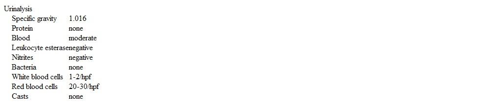 A 59-year-old man comes to the office due to a month of dysuria, urinary urgency, and frequency.  Over the past few days, he has also had dull, nonradiating suprapubic pain.  He has never had similar symptoms before.  The patient has a history of obesity, type 2 diabetes mellitus, gastroesophageal reflux disease, and major depression.  He has smoked a pack of cigarettes daily for 40 years and does not use alcohol or drugs.  Vital signs are within normal limits.  The abdomen is soft with no organomegaly.  Mild suprapubic tenderness is present.  Rectal examination reveals a smooth, firm enlargement of the prostate with no tenderness, induration, or asymmetry.  Laboratory results are as follows.   Which of the following is the most likely explanation for this patient's symptoms? A) Bladder cancer B) Bladder infection C) Chronic bacterial prostatitis D) Detrusor overactivity E) Prostate cancer F) Renal cell carcinoma G) Urethral stricture