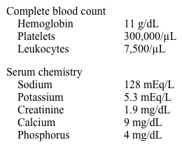 A 68-year-old man comes to the emergency department with a 3-week history of progressive dyspnea, orthopnea, and lower extremity edema.  His past medical history is significant for hypertension, type 2 diabetes mellitus, myocardial infarction 8 years ago, and congestive heart failure.  Current medications include metoprolol, digoxin, enalapril, furosemide, spironolactone, and aspirin.  His blood pressure is 135/80 mm Hg, and pulse is 75/min and regular.  Symmetric 2+ pitting edema of the lower extremities is present.  Point of maximal impulse is displaced to the left and a soft holosystolic murmur is heard at the apex.  Bilateral crackles are present over the lower lobes.  Laboratory results are as follows:   Electrocardiogram shows normal sinus rhythm and no acute ischemic changes.  Which of the following is most likely accurate regarding this patient's condition? A) Hyponatremia indicates severe heart failure B) Increasing sodium intake will help to control the electrolyte abnormalities C) Increasing the dose of digoxin may be indicated D) Serum norepinephrine level is low E) The combination of furosemide and enalapril is the cause of hyperkalemia
