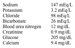 A 66-year-old woman is brought to the emergency department due to agitation, restlessness, and poor sleep.  Over the past 3 months, she has had headaches and gained 6.3 kg (13.9 lb) .  The patient's medical history is unremarkable, and she takes no medications.  She has smoked a pack of cigarettes daily for the last 50 years but does not use illicit drugs.  Blood pressure is 160/110 mm Hg and pulse is 90/min.  Skin examination shows facial plethora and scattered bruises on her extremities.  Laboratory results are as follows:   Which of the following is the most likely cause of this patient's hypertension? A) Adrenal medullary disease B) Aortic dissection C) Cushing syndrome D) Hypothyroidism E) Parathyroid gland disease F) Renal artery stenosis G) Renal parenchymal disease