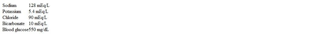 A 27-year-old man with type 1 diabetes mellitus that was diagnosed 15 years ago comes to the emergency department due to abdominal pain, nausea, and vomiting.  The patient takes insulin glargine at night and insulin lispro before meals 3 times a day, but has not been compliant with his insulin injections.  He stopped taking his insulin for the last 2 days due to not feeling well and inability to eat.  The patient's medical history is otherwise unremarkable.  He does not use tobacco or alcohol.  Temperature is 36 C (96.8 F) , blood pressure is 102/60 mm Hg, pulse is 110/min, and respirations are 26/min.  The patient appears lethargic and dehydrated.  The lungs are clear to auscultation.  The abdomen is soft, nontender, and nondistended.  Laboratory results are as follows:   Which of the following is the most appropriate next step in management of this patient? A) 0) 45% saline and regular insulin infusion B) 5% dextrose and NPH insulin subcutaneously C) Hypertonic saline and regular insulin infusion D) Normal saline and regular insulin infusion E) Normal saline and resume his home insulin regimen F) Sodium bicarbonate infusion