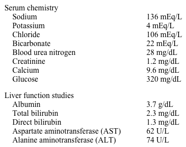 A 32-year-old woman with a 13-year history of type 1 diabetes mellitus comes to the hospital with palpitations and shortness of breath.  She has had these symptoms for the last several months, but they have worsened recently.  The patient also has experienced anxiety, poor sleep, and unintentional weight loss that she attributes to drinking too much coffee at work.  She drinks 2 8-oz cups of coffee daily and a glass of red wine on weekends.  The patient's diabetes is managed with a regimen of insulin glargine and insulin lispro, and she has had good glycemic control in the past.  However, in the last few months she has had rising home glucose readings and has required increasing insulin doses to maintain control.  The patient has also had irregular menstrual periods, for which she was started on a combination estrogen-progesterone oral contraceptive pill 2 months ago.  CT scan of the chest with contrast performed in the emergency department shows no evidence of pulmonary embolism, and the patient is admitted for additional evaluation.  Following admission, she develops nausea and vomiting.  Six hours later, the patient is found to be confused, diaphoretic, and agitated.  Her temperature is 38.9 C (102 F) , blood pressure is 145/65 mm Hg, and pulse is 154/min.  The chest is clear to auscultation.  Examination of skin and abdomen is unremarkable.  Laboratory results are as follows:   Which of the following is the most likely diagnosis? A) Delayed iodine allergy B) Diabetic ketoacidosis C) Hepatic encephalopathy D) Subsegmental pulmonary emboli E) Thyrotoxic crisis