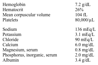 A 55-year-old homeless man comes to the emergency department with muscle cramps and perioral numbness.  The patient appears malnourished and says that he has consumed a lot of alcohol recently.  His past medical history is significant for chronic-recurrent abdominal pain for which he was advised to quit drinking alcohol.  His temperature is 36.7 C (98 F) , blood pressure is 110/65 mm Hg, pulse is 80/min, and respirations are 18/min.  Examination shows a regular heart rate and clear lung fields.  The abdomen is soft without significant tenderness.  There are normoactive bowel sounds.  Laboratory studies are as follows:   Which of the following is the most probable cause of the hypocalcemia observed in this patient? A) Extracellular calcium deposition B) Hypoalbuminemia C) Hypomagnesemia D) Hypophosphatemia E) Resistance to parathyroid hormone