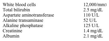 A 56-year-old man is brought to the emergency department with new-onset lethargy and confusion.  The patient has a history of cirrhosis secondary to chronic alcoholism.  His medications include spironolactone and furosemide.  His temperature is 38.0 C (100.4 F) , blood pressure is 123/70 mm Hg, pulse is 112/min, and respirations are 24/min.  Physical examination reveals a flapping tremor of his hands when they are held out.  The patient's breathing is labored, but his lungs are clear to auscultation.  Abdominal examination reveals distension with shifting dullness and diffuse tenderness to palpation.  There is bilateral pitting edema of his lower extremities.  Laboratory results are as follows:   Chest x-ray reveals no abnormalities.  Abdominal x-ray reveals gas in the small and large bowels without air-fluid levels.  Which of the following is the most appropriate next step in management? A) Barium enema B) Colonoscopy C) Diagnostic laparoscopy D) Diagnostic paracentesis E) Lumbar puncture F) Serum alpha-fetoprotein level