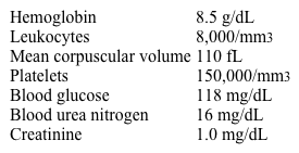 A 55-year-old man comes to the office due to fatigue for the past month.  He has also had occasional heartburn but no chronic abdominal pain.  Medical history is significant for hepatomegaly due to fatty liver.  He has been drinking 3-4 shots of alcohol per day for several years.  He does not smoke.  Physical examination reveals pallor of skin and mucous membranes, and mild hepatomegaly.  Laboratory results are as follows:   What is the most likely cause of anemia in this patient? A) Vitamin B12 deficiency B) Folate deficiency C) Chronic blood loss from peptic ulcer D) Anemia of chronic disease E) Thiamine deficiency