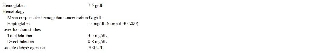 A 25-year-old African American man is admitted to the hospital due to sudden-onset back pain, dark urine, and a day of fatigue.  Four days ago, the patient began taking trimethoprim-sulfamethoxazole for right arm cellulitis.  Yesterday he was unable to go to work due to fatigue and weakness.  Medical history is otherwise unremarkable.  Physical examination shows conjunctival pallor and improving cellulitis.  Laboratory results are as follows:   Peripheral smear shows bite cells.  Glucose-6-phosphate dehydrogenase activity assay is sent on admission and returns within normal limits.  Which of the following is the most likely cause of this patient's hemolysis? A) Galactokinase deficiency B) Glucose-6-phosphate dehydrogenase deficiency C) Hereditary spherocytosis D) Pyruvate kinase deficiency E) Sickle cell disease