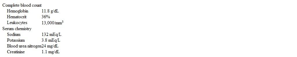 A 68-year-old man is brought to the emergency department due to confusion that started this morning.  He lives with his daughter, who says that the patient has had 3 days of fever and cough productive of yellow sputum.  He has a history of coronary artery disease and has smoked a pack of cigarettes daily for 40 years.  Temperature is 39.4 C (103 F) , blood pressure is 110/70 mm Hg, pulse is 110/min, and respirations are 24/min.  Pulse oximetry is 92% on room air.  Chest auscultation reveals crackles and reduced breath sounds over the right lower chest.  Laboratory results are as follows:   Chest x-ray reveals alveolar infiltrates in the right lower lobe.  Which of the following is the most appropriate next step in management of this patient? A) Ampicillin/sulbactam and admit to hospital B) Ceftriaxone and azithromycin and admit to hospital C) Outpatient doxycycline D) Outpatient moxifloxacin E) Outpatient trimethoprim-sulfamethoxazole