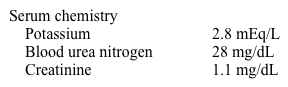 A 55-year-old man comes to the emergency department due to progressively worsening shortness of breath for the past 3 days.  He also reports wheezing and productive cough with purulent sputum.  The patient's medical history includes chronic bronchitis and benign prostatic hyperplasia.  He smokes a pack of cigarettes daily.  Temperature is 37.2 C (99 F) , blood pressure is 150/90 mm Hg, pulse is 114/min, and respirations are 26/min.  The patient's pulse oximetry shows 84% on room air.  He is alert and answering questions coherently.  Examination shows decreased breath sounds and diffuse wheezing over all lung fields.  The patient is admitted to the hospital and started on antibiotics, systemic corticosteroids, and nebulized albuterol and ipratropium.  The following day, laboratory results are as follows:   Serum chemistry 2 days ago was normal.  Which of the following is the most likely cause of this patient's low serum potassium? A) Decrease in availability of insulin B) Decrease in extracellular pH C) Decrease in mineralocorticoid activity D) Increased beta-adrenergic activity E) Increased blood cell production F) Increased gastrointestinal loss