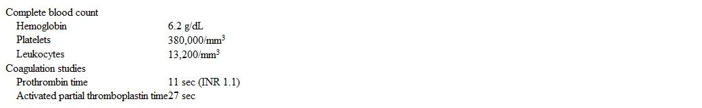 A 12-year-old boy with cystic fibrosis is admitted to the hospital for fever, chills, shortness of breath, and worsened productive cough.  The patient has been hospitalized multiple times for lung infections.  Chest imaging reveals patchy lung infiltrates.  Blood and sputum cultures are ordered, and piperacillin-tazobactam is started.  Several hours later, the patient develops increased dyspnea, weakness, and new-onset back pain.  Repeat examination shows tachycardia, mucosal pallor, and dark urine.  No midline back tenderness or lower extremity neurologic deficits are present.  Laboratory results are as follows:   Hemoglobin on admission was 11.8 g/dL.  Which of the following is the most likely cause of this patient's clinical deterioration after hospitalization? A) Acute retroperitoneal hemorrhage B) Diffuse microthrombi formation C) Hapten-mediated hemolysis D) Infection-induced glomerulonephritis E) Medication-induced anaphylactic reaction
