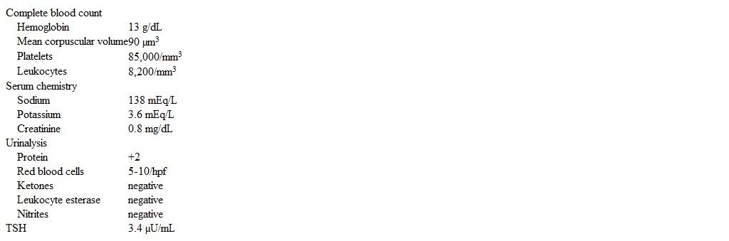 A 14-year-old girl is brought to the emergency department after throwing a notebook at her teacher, rambling about  bats on the ceiling,  and trying to run out of school.  Medical history is significant for asthma, for which she uses albuterol as needed, and attention-deficit hyperactivity disorder, for which she takes extended-release mixed amphetamine salts on school days.  There has been no recent change in the patient's medications.  Family history is significant for Graves disease in her mother and schizophrenia in her maternal aunt.  The patient says,  There are bats everywhere.  They can hurt me now that all sorts are involved.   She is alert but appears fearful and distracted and makes poor eye contact.  Her father says that this behavior is uncharacteristic but that she has been behaving  oddly  for a few days, sleeping poorly, appearing anxious, and staring at her bedroom walls.  Several weeks ago, the patient started missing multiple days of school and did not want to go out with friends, saying that her joints hurt too much.  She has also recently experienced headaches and poor concentration.  Temperature is 37.2 C (99 F) , blood pressure is 110/70 mm Hg, pulse is 98/min, and respirations are 18/min.  Laboratory results are as follows:   Urine and blood toxicology are negative.  Which of the following is the most appropriate next step in management of this patient? A) Begin low-dose antipsychotic for brief psychotic disorder B) Discontinue amphetamines C) Obtain antinuclear antibodies D) Obtain free T4 and T3 E) Perform urethral swab culture