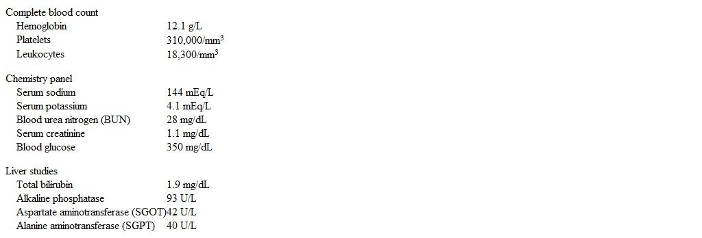 A 59-year-old woman arrives at the emergency department due to right upper quadrant abdominal pain, nausea, vomiting, and fever since yesterday.  She has no hematemesis, constipation, diarrhea, or shortness of breath.  The patient's medical history is significant for hypertension, stable coronary artery disease, and type 2 diabetes mellitus.  She does not use tobacco, alcohol, or illicit drugs.  Temperature is 38.9 C (102 F) , blood pressure is 112/76 mm Hg, pulse is 101/min, and respirations are 18/min.  Oxygen saturation is 96% on room air.  BMI is 34 kg/m<sup>2</sup>.  Cardiopulmonary examination shows no abnormalities.  There is marked tenderness and voluntary guarding to palpation in the right upper quadrant of the abdomen.  Laboratory results are as follows.   Abdominal imaging demonstrates a distended gallbladder with gas in the gallbladder wall and lumen.  There is no gas in the biliary tree.  What is the most likely diagnosis in this patient? A) Acute cholangitis B) Biliary-enteric fistula C) Emphysematous cholecystitis D) Gallstone ileus E) Peptic ulcer perforation