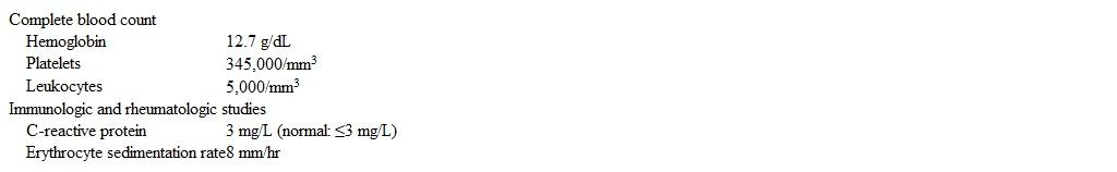 A 42-year-old woman comes to the office due to diarrhea.  She has had 3 watery bowel movements daily for the past 7 months as well as mild, crampy abdominal pain that improves after defecation.  The patient has no hematochezia, melena, or weight loss.  Medical history and family history are both unremarkable.  She has not traveled outside the United States.  Temperature is 37.3 C (99.1 F) , blood pressure is 120/78 mm Hg, pulse is 80/min, and respirations are 12/min.  Physical examination shows moist mucous membranes and anicteric sclera.  Heart and lung sounds are normal.  The abdomen is mildly tender to palpation but nondistended.  Laboratory results are as follows:   A colonoscopy reveals mild erythema and small, shallow ulcers in the rectum and sigmoid colon.  Which of the following would be the best next step in management? A) Gluten-free diet B) Mesalamine enema C) Metronidazole plus paromomycin D) Total proctocolectomy with ileoanal anastomosis E) Tumor necrosis factor-alpha inhibitor