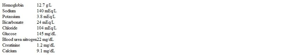 A previously healthy, 36-year-old man is hospitalized following a motor vehicle collision.  He sustained a concussion and fracture of the right femur, and open reduction and internal fixation of the fracture are planned.  Medical history is insignificant, and the patient takes no medications for chronic conditions.  Blood pressure is 150/90 mm Hg and pulse is 70/min.  Oxygen saturation is 98% on room air.  BMI is 24 kg/m<sup>2</sup>.  Laboratory results are as follows:   Finger-stick glucose measurement is 156 mg/dL.  Hemoglobin A1c is 5.5%.  Which of the following is the best next step in management of this patient's glucose values? A) Calorie-restricted diet B) Glipizide C) Insulin D) Metformin E) No treatment