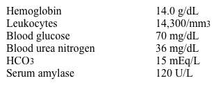 A 50-year-old woman comes to the emergency department with 2 days of abdominal pain, nausea, and vomiting.  The pain was initially intermittent, coming in waves, but over the past 6 hours it has become severe and continuous.  She has vomited 3 times over the last several hours but has not passed gas or had a bowel movement for the last 3 days.  The patient's medical history is notable only for a large benign ovarian cyst, which was removed 10 years ago.  Temperature is 38.5 C (101.3 F) , blood pressure is 91/64 mm Hg, pulse is 122/min, and respirations are 24/min.  Pulse oximetry shows 97% on room air.  Mucous membranes are dry.  Cardiopulmonary examination shows tachycardia but no abnormalities.  The abdomen is distended, tympanic, and tender to palpation in all 4 quadrants.  There is mild guarding and bowel sounds are decreased.  Digital rectal examination shows no stool in the rectal vault.  Laboratory results are as follows:   Plain abdominal x-ray shows distended loops of small bowel with air-fluid levels.  A nasogastric tube is placed.  In addition to intravenous fluids and analgesics, which of the following is the best next step in management? A) Broad-spectrum antibiotics and serial abdominal x-rays B) Contrast (barium)  enema C) Magnetic resonance angiography of the mesenteric vessels D) Rectal tube placement E) Small-bowel follow-through series F) Urgent surgical exploration