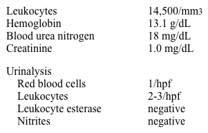 A 69-year-old man has had 3 days of pain in the lower left abdomen.  The pain was intermittent but has been constant over the past day.  He has had nausea and fever for the past 2 days and is urinating more frequently than usual.  The patient has a history of chronic constipation and right inguinal hernia repair 20 years ago.  He currently takes no medications.  His temperature is 38.6 C (101.3 F), blood pressure is 122/80 mm Hg, pulse is 98/min, and respirations are 16/min.  His abdomen is soft but tender to palpation in the lower left quadrant.  Deep palpation is difficult and reveals no masses or organomegaly.  Bowel sounds are present.  Rectal examination reveals normal prostate without nodules or enlargement.  Costovertebral angle tenderness is absent.  Laboratory results are as follows:   Which of the following is the most appropriate next test to diagnose this patient's condition? A)Abdominal CT scan with contrast B)Barium contrast enema C)Sigmoidoscopy D)Small bowel follow-through E)Upright abdominal film F)Urine culture