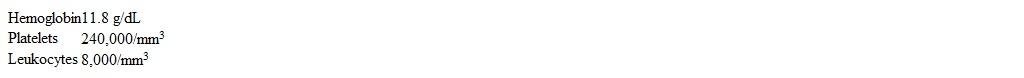 A 30 year-old-woman, gravida 1 para 0, at 29 weeks gestation comes to the office for a routine prenatal visit.  She reports increasing fatigue, shortness of breath with exertion, and bilateral leg swelling over the past few weeks.  The patient has had no vaginal bleeding, contractions, or leakage of fluid.  Fetal movement is normal.  Her initial prenatal visit was at 10 weeks gestation, and results of a complete blood count at that time were as follows:   Today, blood pressure is 124/84 mm Hg, pulse is 77/min, and respirations are 22/min.  Cardiac examination is normal, and the lungs are clear to auscultation bilaterally.  Fundal height is 29 cm and fetal heart rate is 160/min.  Bilateral lower extremities have 2+ pitting edema up to the knees.  Results of a complete blood count today are as follows:   Third-trimester HIV and syphilis tests are negative.  Which of the following is the most appropriate management of this patient? A) 24-hour urine protein collection B) Antinuclear antibody titers C) Coagulation studies D) Reassurance and observation E) Von Willebrand factor activity level