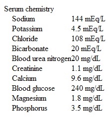 A 70-year-old man comes to the hospital due to fever, lethargy, productive cough, and shortness of breath.  He has type 2 diabetes mellitus, hypertension, paroxysmal atrial fibrillation, and peripheral vascular disease.  His medications include warfarin, sotalol, insulin detemir, and lisinopril.  Chest x-ray shows infiltrates in the left lung base.  He is admitted and treated with azithromycin, ceftriaxone, and oxygen therapy. On examination, the patient is now awake and alert but oriented only to person.  His blood pressure is 120/70 mm Hg, pulse is 65/min, and respirations are 14/min.  Laboratory tests ordered 30 minutes before the first event are shown below.   Which of the following is the most appropriate next step in management of this patient? A) Intravenous amiodarone B) Intravenous lidocaine C) Intravenous magnesium sulfate D) Oral metoprolol E) Temporary transvenous pacing