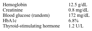 A 58-year-old woman comes to the office complaining of fatigue and dry mouth over the last 4 months.  She has recently been waking up 2 or 3 times a night to urinate.  She has no chest pain, cough, dyspnea, abdominal pain, or diarrhea.  The patient has hypertension that has been treated with losartan for many years.  Her medications also include 81 mg of aspirin daily.  Family history is significant for type 2 diabetes mellitus and hypertension.  She does not use tobacco or alcohol.  Blood pressure is 143/87 mm Hg and pulse is 76/min.  The patient's body mass index is 32 kg/m<sup>2</sup>.  Physical examination is unremarkable.  Laboratory results are as follows:   Which of the following is the best next step in management of this patient? A) Diagnose patient with diabetes mellitus B) Measure fasting blood glucose on 2 separate occasions C) Measure random blood glucose on next visit D) Order a glucose tolerance test E) Order a urinalysis to detect glucosuria