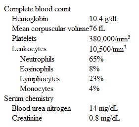 A 26-year-old man comes to the office due to several months of dysuria and increased urinary frequency.  He also has blood in his urine at the end of urination.  A month ago, he finished 7 days of oral antibiotics for urinary tract infection, but his symptoms did not improve.  The patient has no other medical issues and takes no medications.  He emigrated from Ghana 2 years ago and works in a chemical fertilizer factory.  The patient smokes a pack of cigarettes daily and occasionally drinks alcohol.  He is married and has no children.  Temperature is 37.2 C (99 F) , blood pressure is 130/80 mm Hg, and pulse is 76/min.  No abdominal mass or suprapubic or costovertebral angle tenderness is present.  Genital examination is normal.  Laboratory results are as follows:   A dipstick urinalysis shows 1+ blood but is otherwise negative.  Which of the following is the best next step to establish the diagnosis in this patient? A) Abdominal ultrasonography B) CT cystography C) Expressed prostatic secretion culture D) Plain abdominal radiography E) Urine sediment microscopy